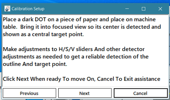 Calibration Setup dialog
