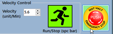 Run/Stop button, running (green)