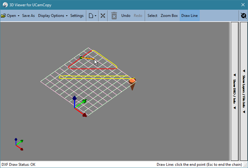 Green start dot and an orange rubber-band line following the pointer
