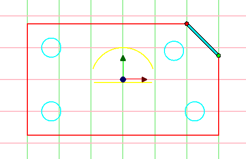 A selected entity with start and end dots