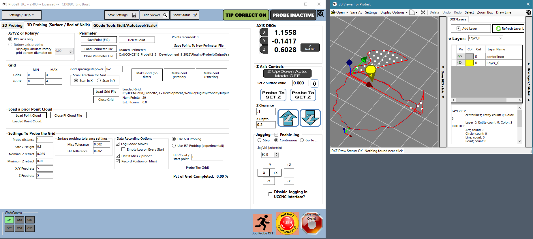 The 3D Probing page with the viewer