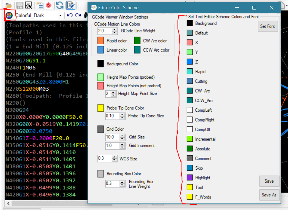 Editor color scheme panel