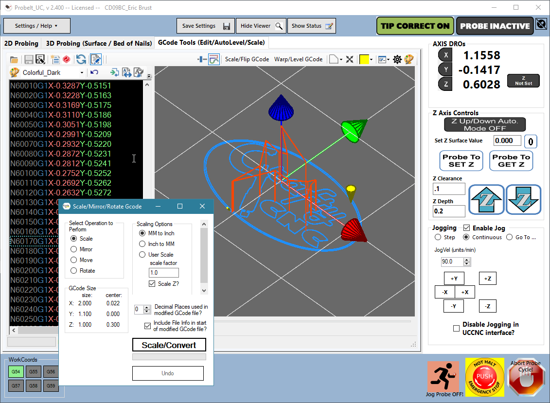 The GCode Tools tab