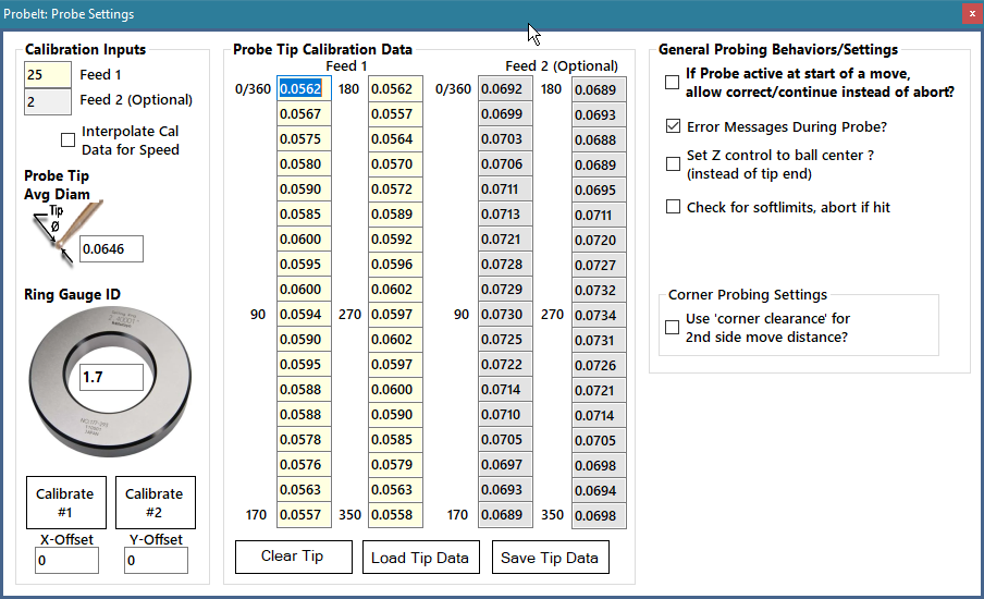 The Probe Settings window