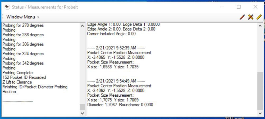 Status and measurement window