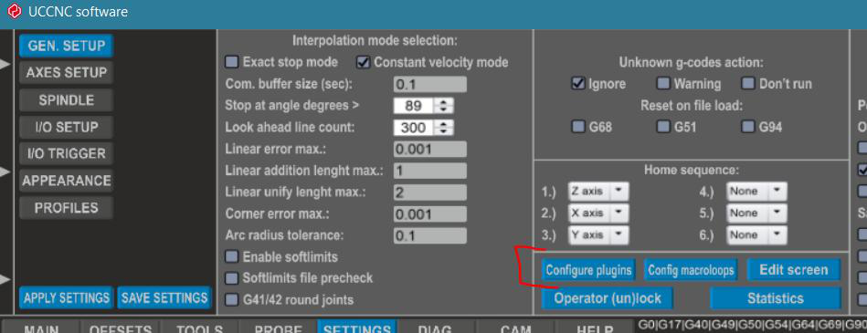 UCCNC General Setup tab