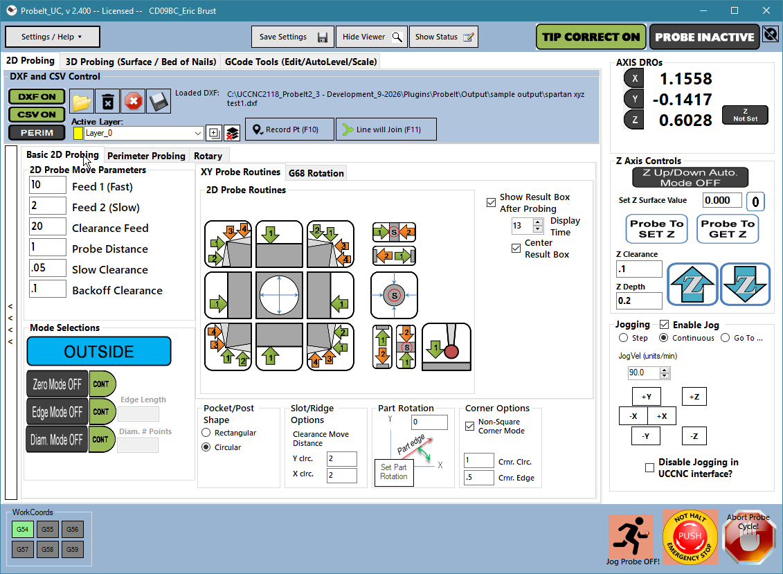 The XY Probe Routines page